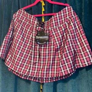 Horoscopez 3xl Black and Pink plaid school girl skirt
